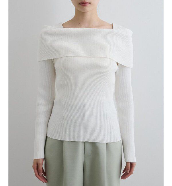 VIS「【WEB限定】オフショルダー風リブニットプルオーバー/イージーケア・UVケア」|ニット・セーター|