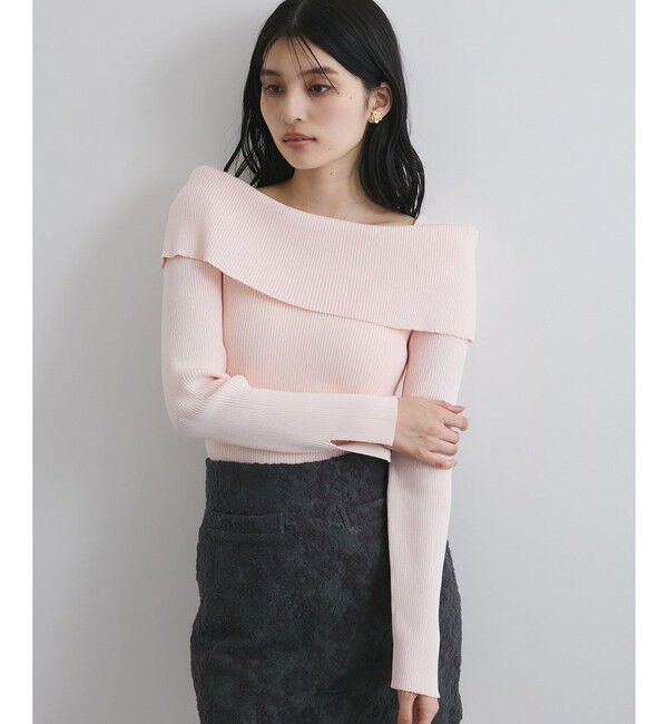 VIS「【WEB限定】オフショルダー風リブニットプルオーバー/イージーケア・UVケア」|ニット・セーター|