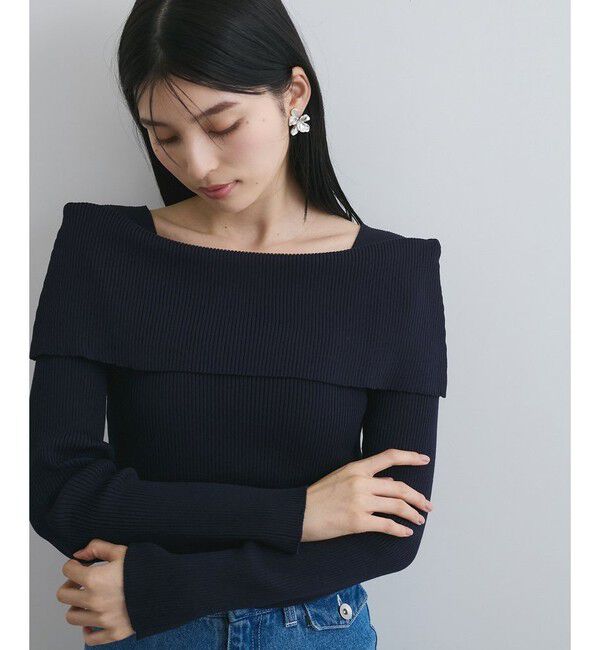 VIS「【WEB限定】オフショルダー風リブニットプルオーバー/イージーケア・UVケア」|ニット・セーター|
