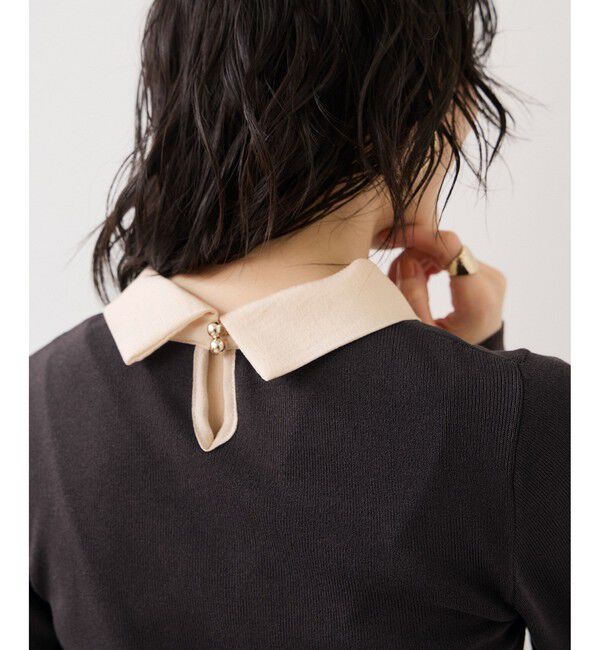 VIS「バイカラーリボンドッキングニット」|ニット・セーター|