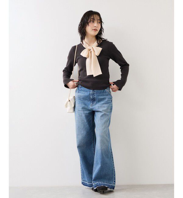 VIS「バイカラーリボンドッキングニット」|ニット・セーター|