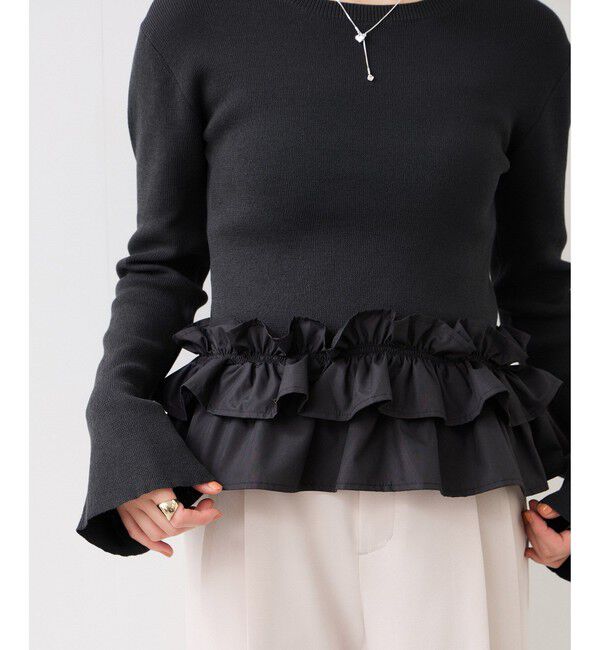 VIS「裾フリルティアードドッキングニット」|ニット・セーター|