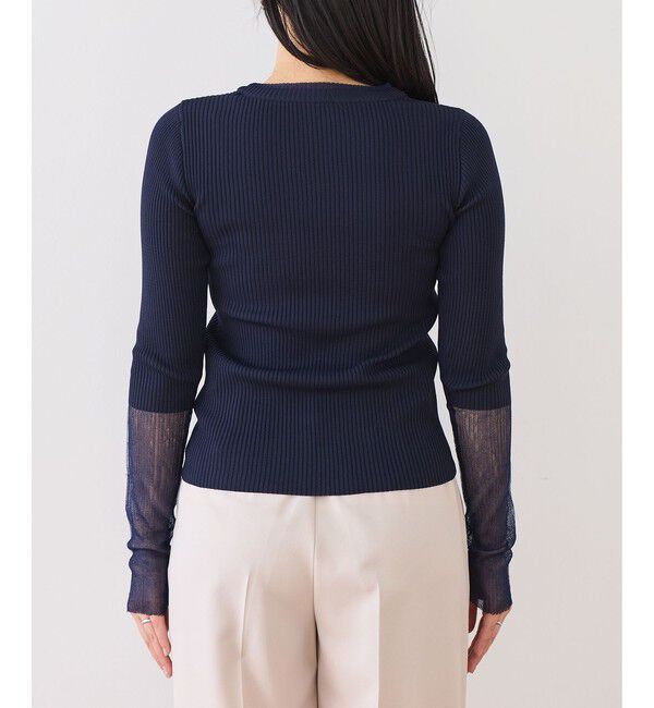 VIS「【WEB限定】袖シアー切り替えリブニットプルオーバー」|ニット・セーター|