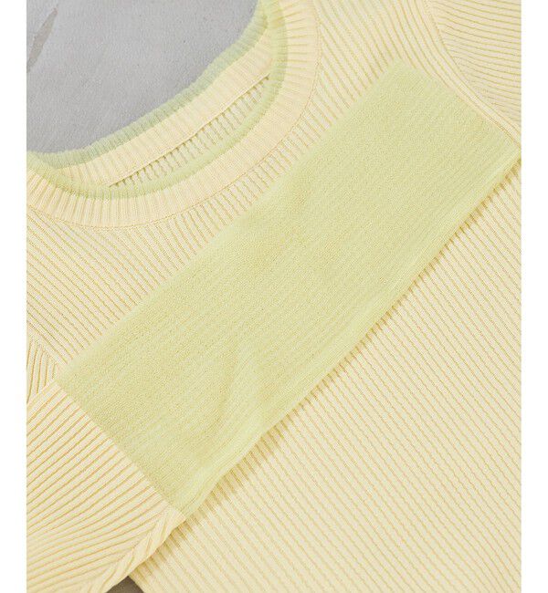 VIS「【WEB限定】袖シアー切り替えリブニットプルオーバー」|ニット・セーター|