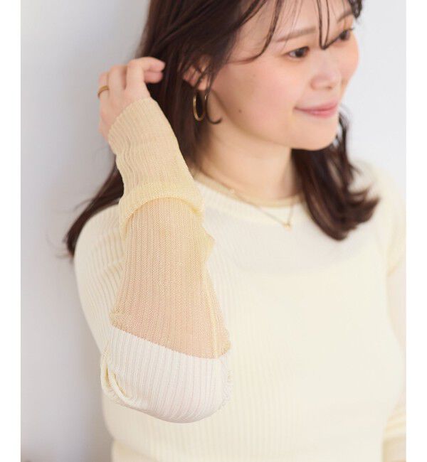 VIS「【WEB限定】袖シアー切り替えリブニットプルオーバー」|ニット・セーター|