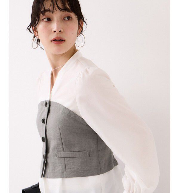 VIS「美easy前開きビスチェドッキングシャツ/イージーケア・接触冷感・セットアップ対応」|シャツ・ブラウス|