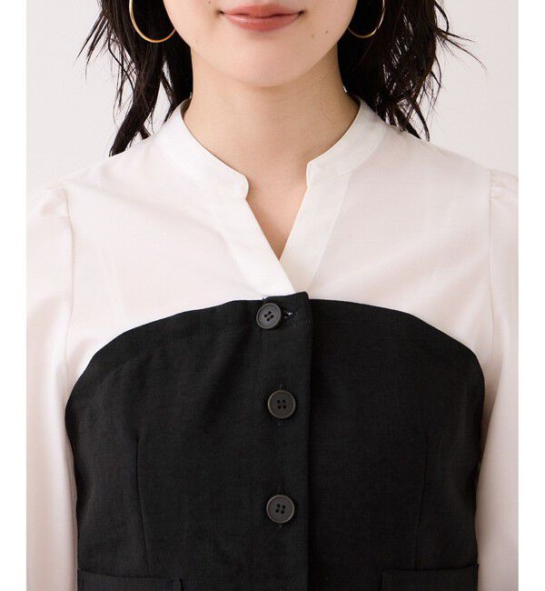 VIS「美easy前開きビスチェドッキングシャツ/イージーケア・接触冷感・セットアップ対応」|シャツ・ブラウス|