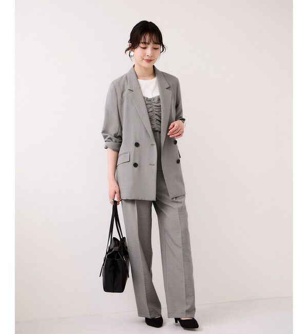 VIS「【WEB限定】美easyリネンライクベルテッドストレートパンツ/イージーケア・接触冷感」|チノ|