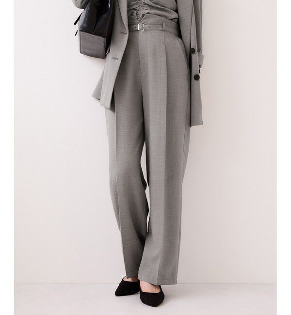 VIS「【WEB限定】美easyリネンライクベルテッドストレートパンツ/イージーケア・接触冷感」|チノ|