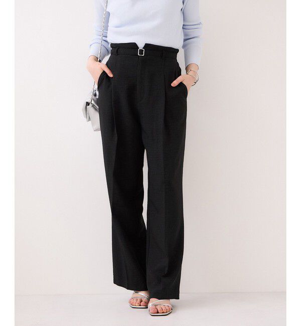 VIS「【WEB限定】美easyリネンライクベルテッドストレートパンツ/イージーケア・接触冷感」|チノ|