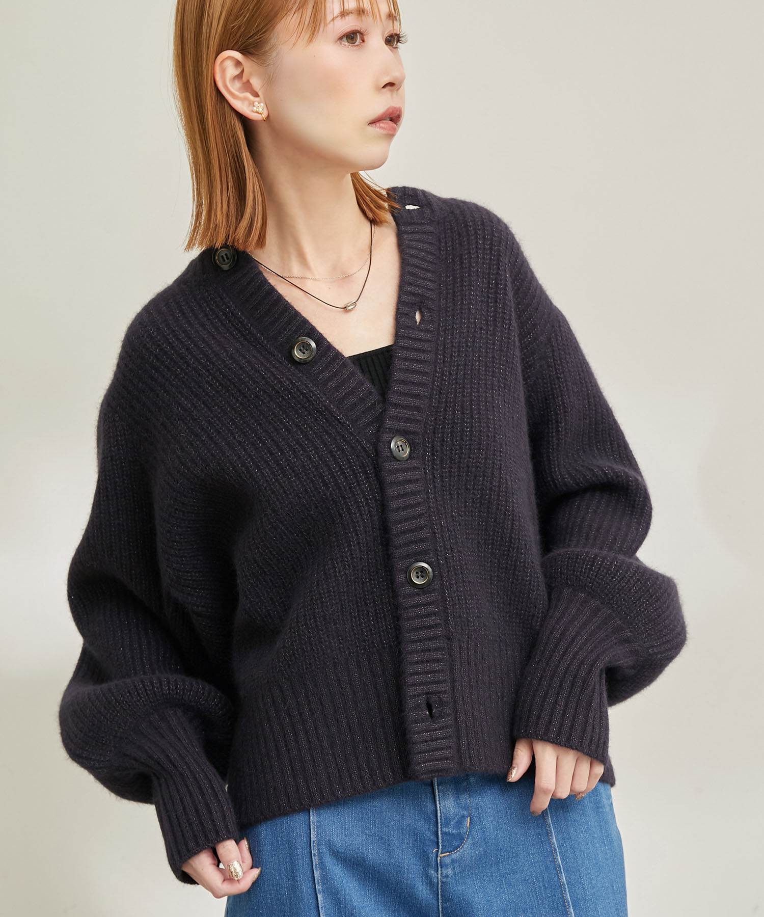 Rope&rsquo;Picnic「【emur/エミュール】FOX混アゼ編ボリューム袖カーディガン」|カーディガン|