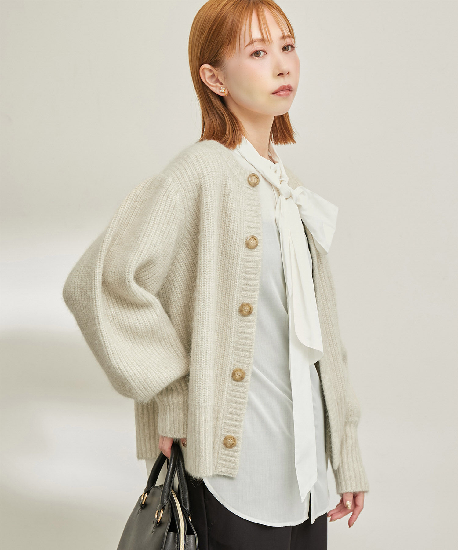 Rope&rsquo;Picnic「【emur/エミュール】FOX混アゼ編ボリューム袖カーディガン」|カーディガン|