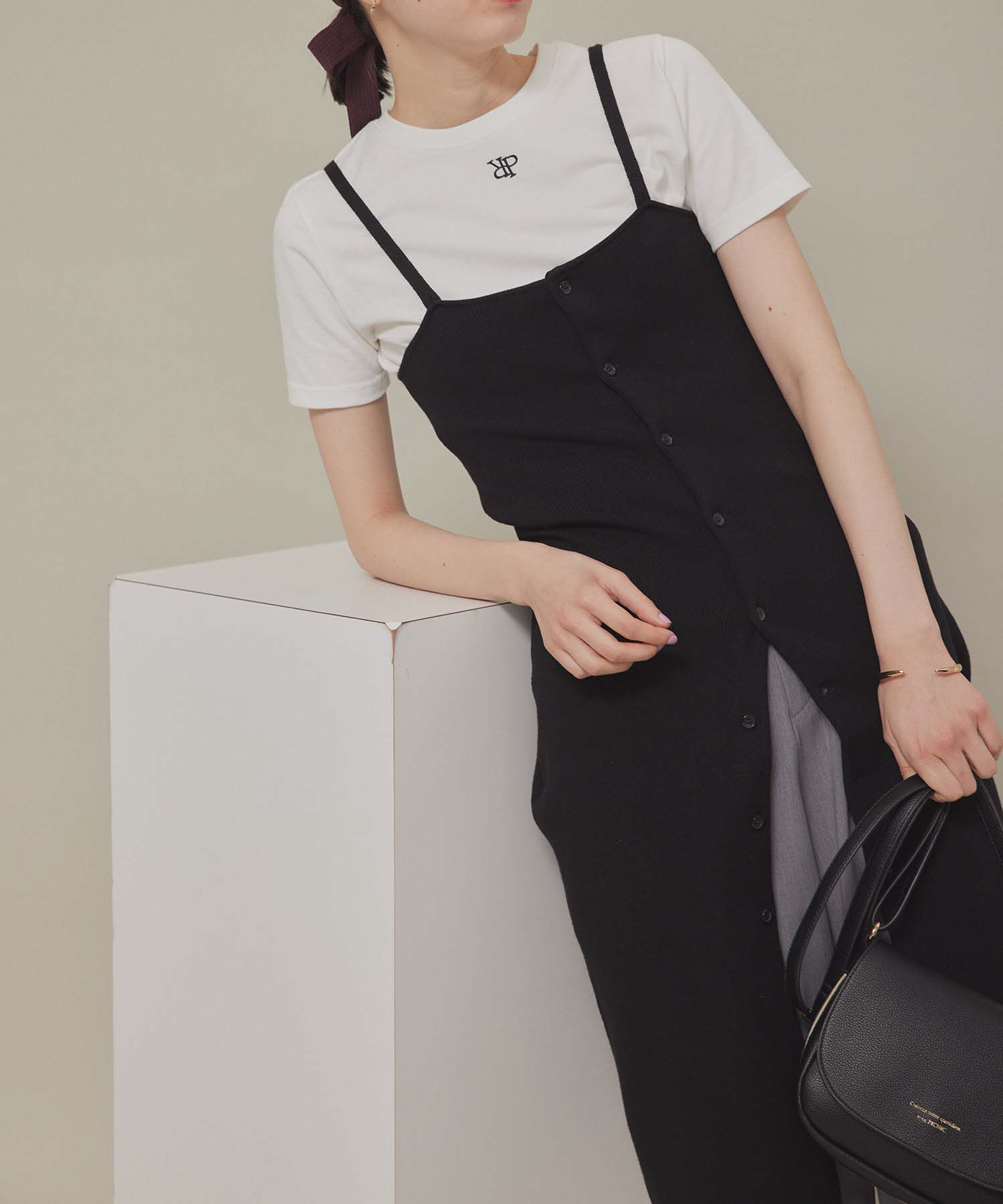 Rope&rsquo;Picnic「着丈が選べる/ニットビスチェ」|キャミソール|ブラック(01)