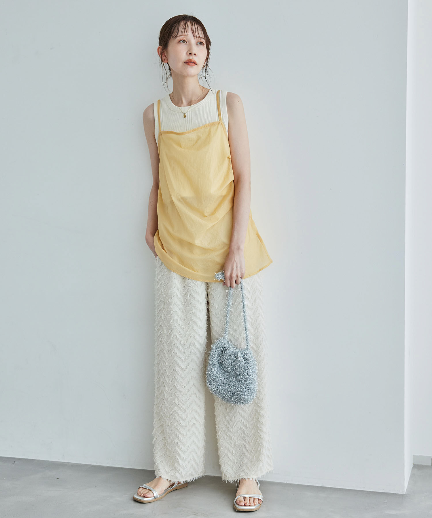 ROPE PICNIC PASSAGE「シアーミドル丈レイヤードキャミソール」|ベスト・ジレ|