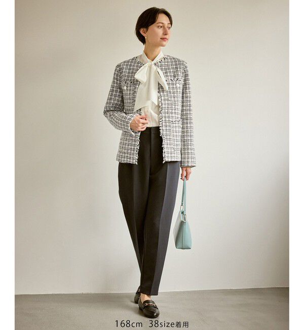 Rope&rsquo;Picnic「セレモニー・通勤対応/ツイードジャケット/リンクコーデ」|ノーカラージャケット|