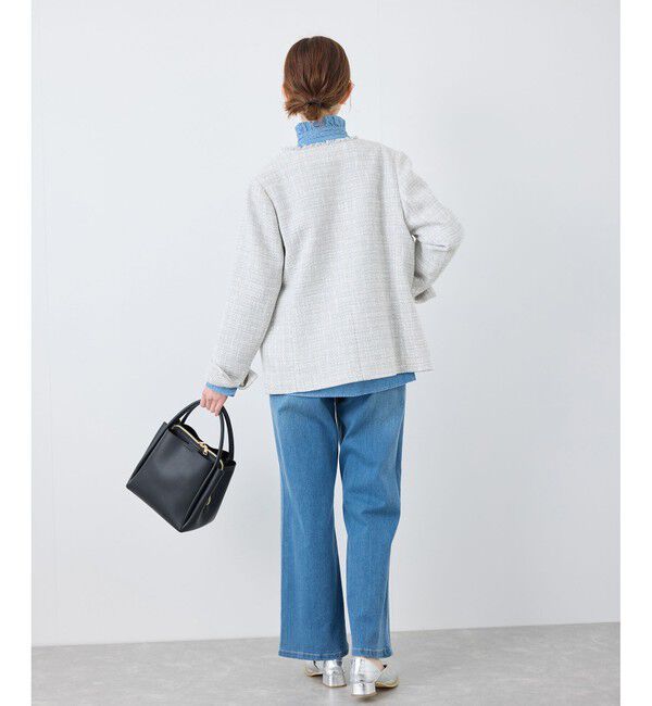 Rope&rsquo;Picnic「セレモニー・通勤対応/ツイードジャケット/リンクコーデ」|ノーカラージャケット|