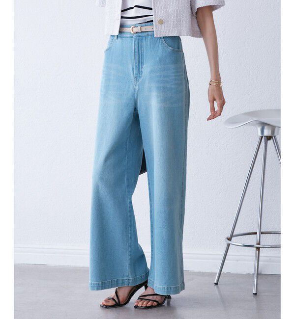 Rope&rsquo;Picnic「【ウエスト革命デニム】ウエストシェイプデニムワイドパンツ」|デニム|