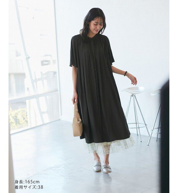 Rope&rsquo;Picnic「着丈選べる/接触冷感・UVカット/割繊ハーフスリーブワンピース」|ワンピース|