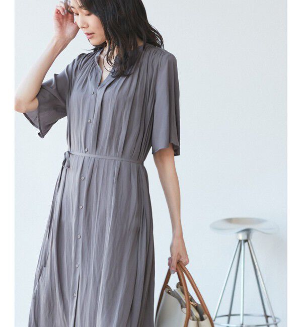 Rope&rsquo;Picnic「着丈選べる/接触冷感・UVカット/割繊ハーフスリーブワンピース」|ワンピース|