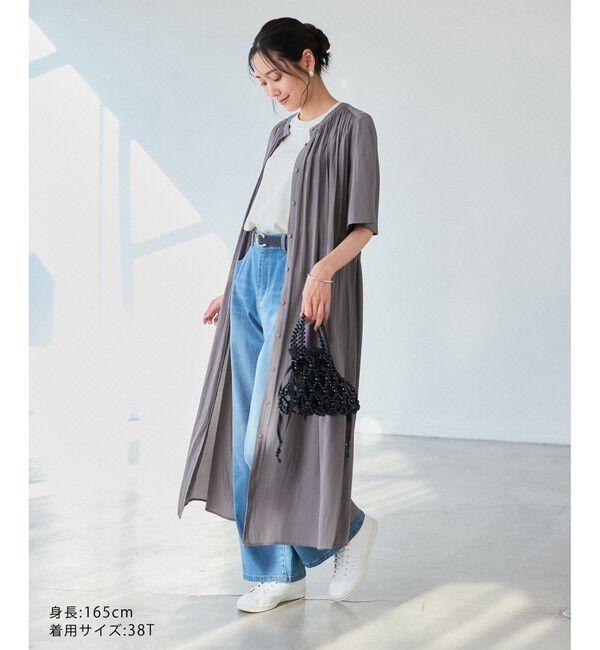 Rope&rsquo;Picnic「着丈選べる/接触冷感・UVカット/割繊ハーフスリーブワンピース」|ワンピース|