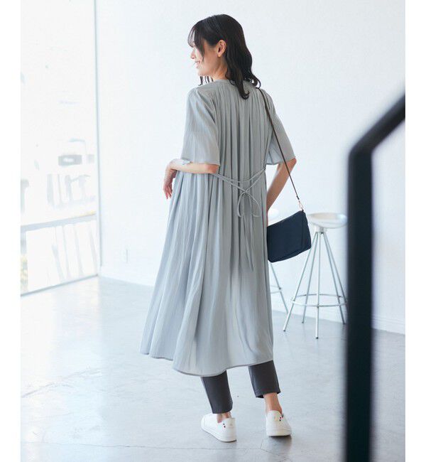 Rope&rsquo;Picnic「着丈選べる/接触冷感・UVカット/割繊ハーフスリーブワンピース」|ワンピース|