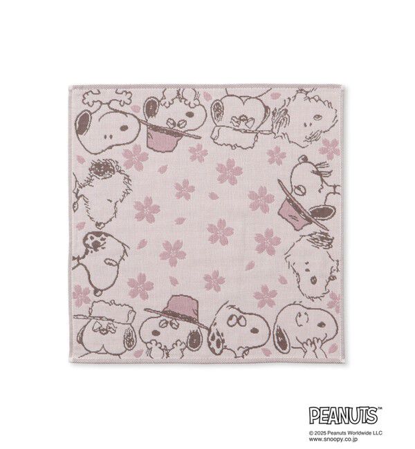 ROPE PICNIC PASSAGE「【SNOOPY/スヌーピー】さくら3重ガーゼハンカチ」|ハンカチ|生成サブ