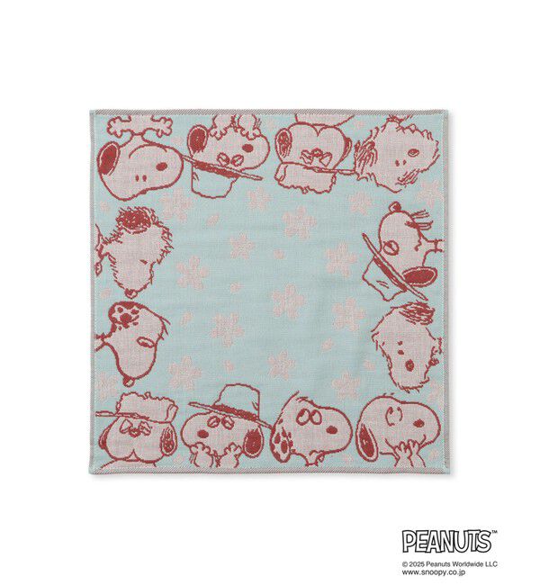 ROPE PICNIC PASSAGE「【SNOOPY/スヌーピー】さくら3重ガーゼハンカチ」|ハンカチ|ライトグリーン