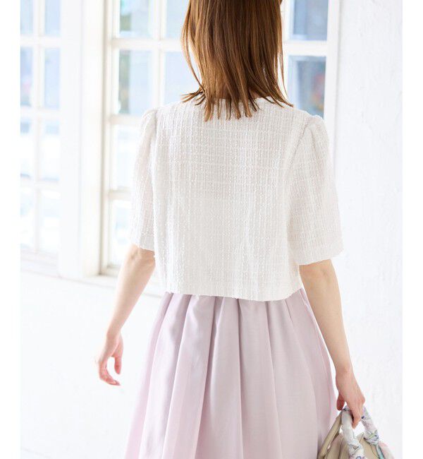 Rope&rsquo;Picnic「【サマー・ツイード】金ボタンカーディジャケット」|ノーカラージャケット|