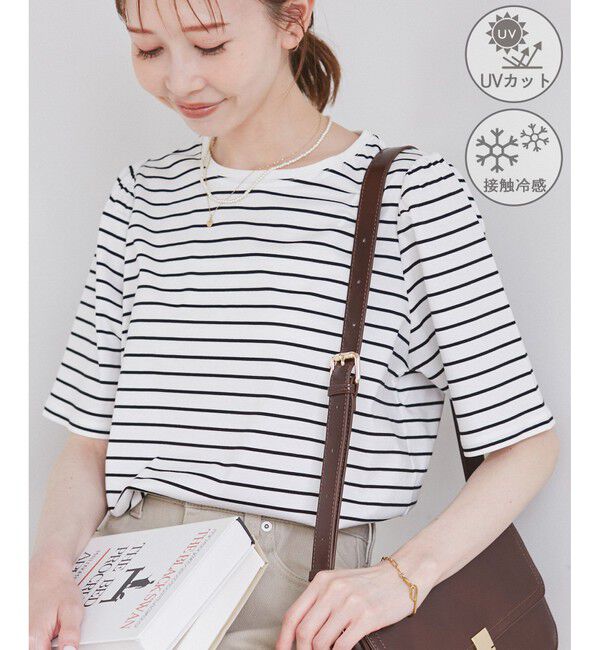 Rope&rsquo;Picnic「【UVカット・接触冷感】70シルケットパフスリーブトップス」|Tシャツ・カットソー|オフホワイト(15)