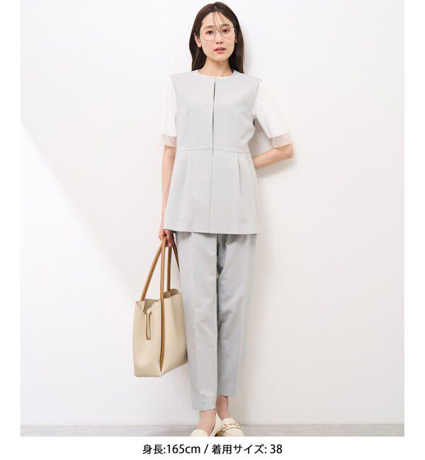 Rope&rsquo;Picnic「【UV対応】【リネンライク・シリーズ】ペプラムジレベスト/通勤・セットアップ対応」|ベスト・ジレ|