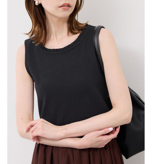 Rope&rsquo;Picnic「襟フリルタンクトップ」|タンクトップ|ブラック(01)