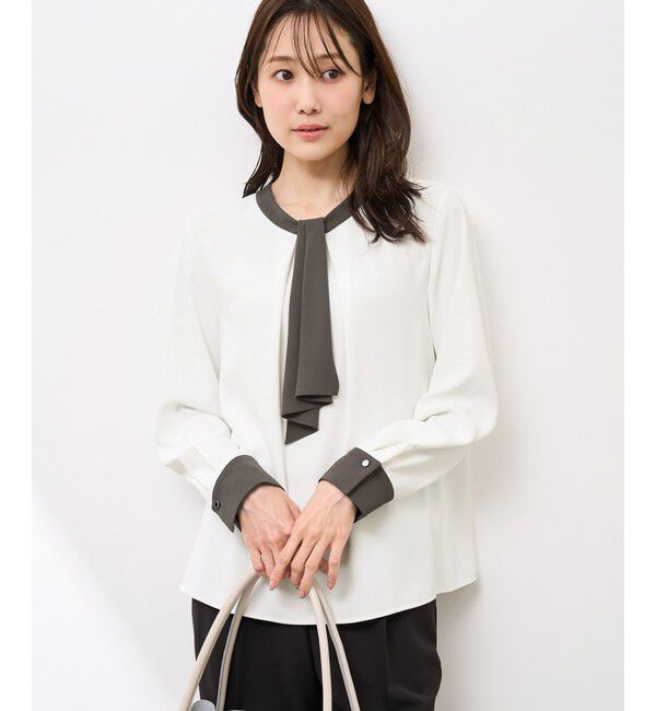 Rope&rsquo;Picnic「【WEB限定カラー・サイズ】メタルパーツフロントフリルタイブラウス/通勤対応」|シャツ・ブラウス|