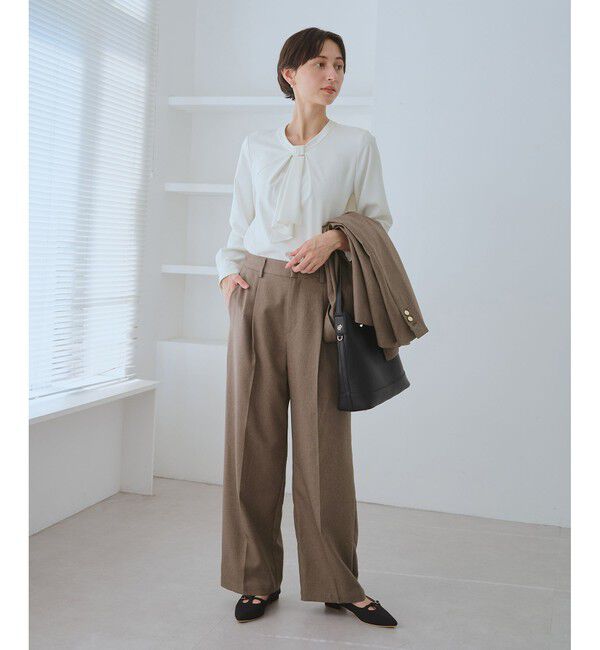 Rope&rsquo;Picnic「【WEB限定カラー・サイズ】メタルパーツフロントフリルタイブラウス/通勤対応」|シャツ・ブラウス|