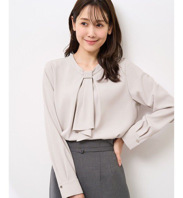 Rope&rsquo;Picnic「【WEB限定カラー・サイズ】メタルパーツフロントフリルタイブラウス/通勤対応」|シャツ・ブラウス|