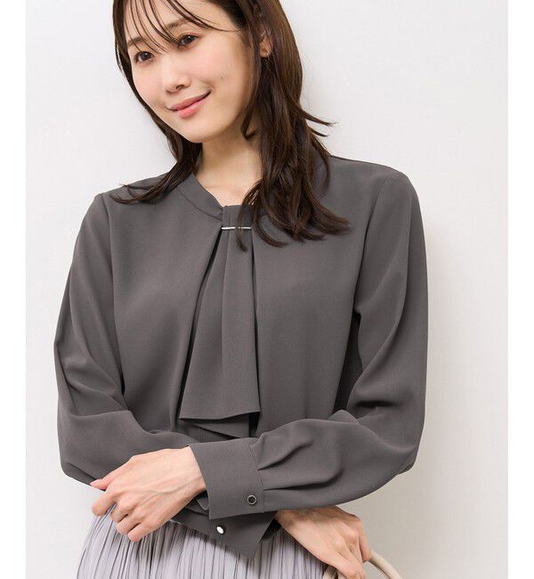 Rope&rsquo;Picnic「【WEB限定カラー・サイズ】メタルパーツフロントフリルタイブラウス/通勤対応」|シャツ・ブラウス|