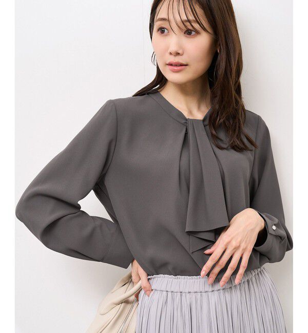 Rope&rsquo;Picnic「【WEB限定カラー・サイズ】メタルパーツフロントフリルタイブラウス/通勤対応」|シャツ・ブラウス|