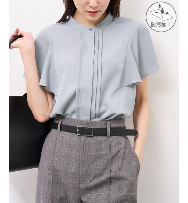 Rope&rsquo;Picnic「【防汚加工】ピンタックフレアスリーブブラウス/通勤対応」|シャツ・ブラウス|サックス(48)