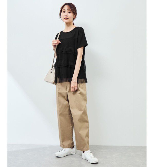 Rope&rsquo;Picnic「プリーツチュールドッキングTシャツ」|Tシャツ・カットソー|