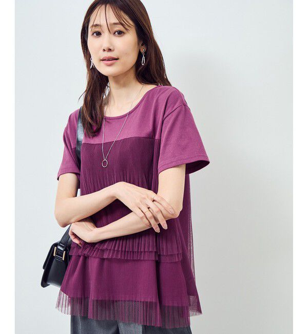 Rope&rsquo;Picnic「プリーツチュールドッキングTシャツ」|Tシャツ・カットソー|