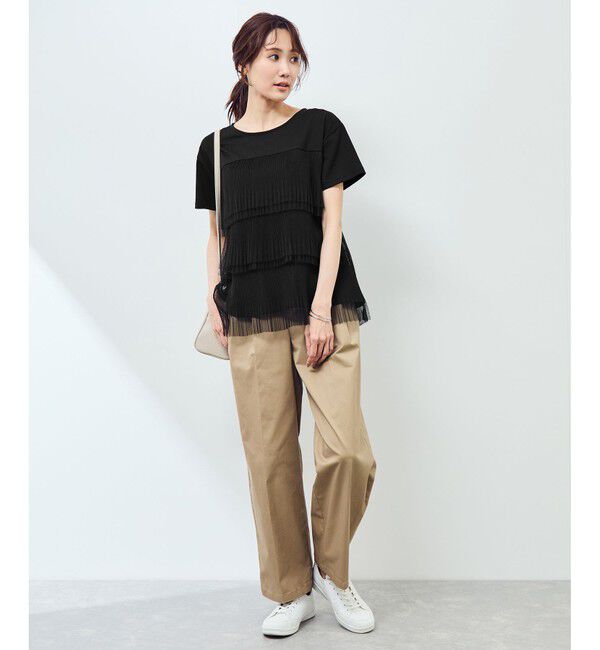 Rope&rsquo;Picnic「プリーツチュールドッキングTシャツ」|Tシャツ・カットソー|