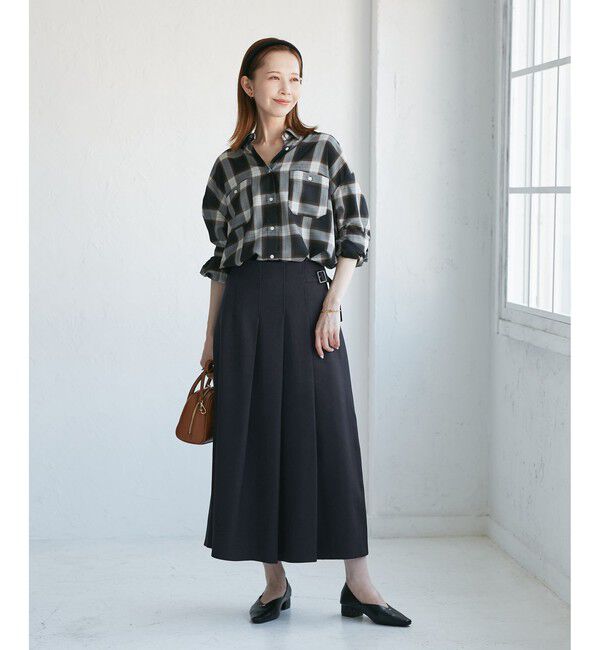 Rope&rsquo;Picnic「レディハンサムシリーズ ウールライクタックキルトスカート/セットアップ対応」|スカート|