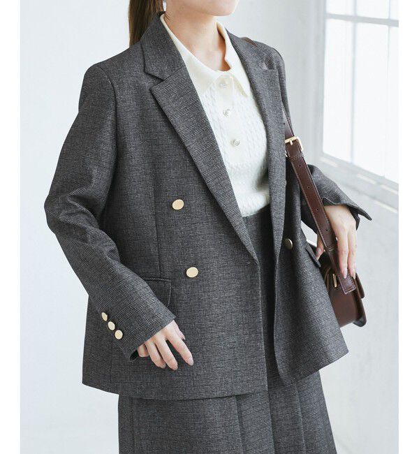 Rope&rsquo;Picnic「【低身長・小柄さんサイズ】レディハンサムシリーズ ウールライク金ボタンジャケット(半裏地)」|テーラードジャケット|