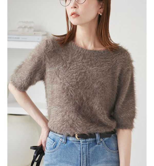 Rope&rsquo;Picnic「シャギーニットハーフスリーブプルオーバー」|ニット・セーター|ブラウン系(22)