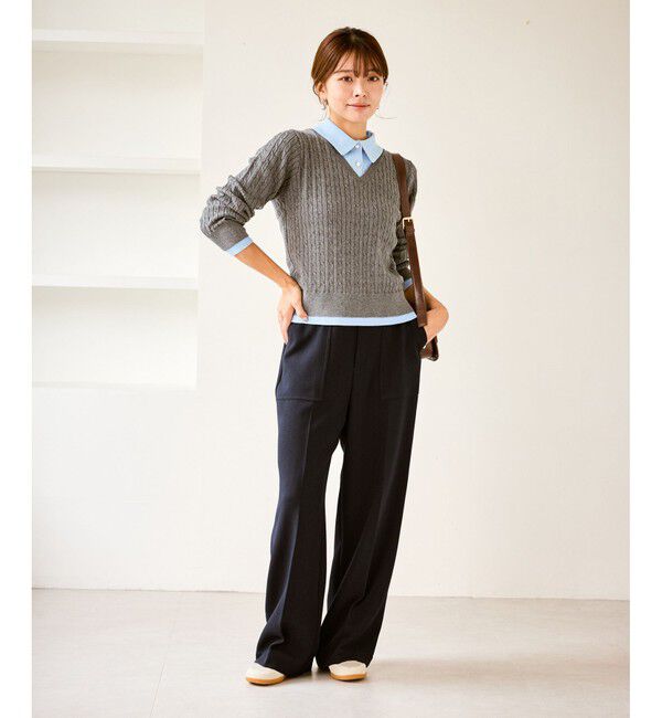 Rope&rsquo;Picnic「ベイカーワイドパンツ/通勤対応」|チノ|