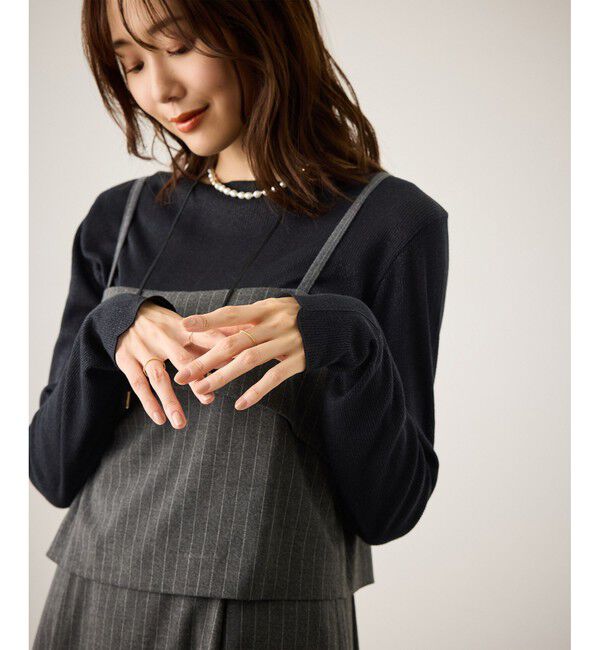 Rope&rsquo;Picnic「ラメシアーリブカットソー」|Tシャツ・カットソー|ブラック(01)