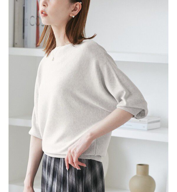 Rope&rsquo;Picnic「ラメ混ドルマン7分袖ニット」|ニット・セーター|ライトグレー(08)