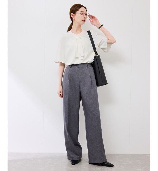 Rope&rsquo;Picnic「メタルパーツフロントフリルタイブラウス/通勤対応」|シャツ・ブラウス|