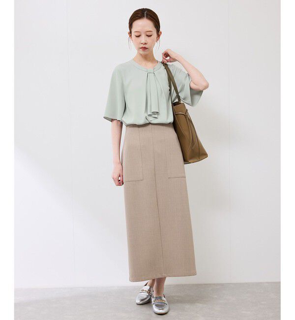 Rope&rsquo;Picnic「メタルパーツフロントフリルタイブラウス/通勤対応」|シャツ・ブラウス|