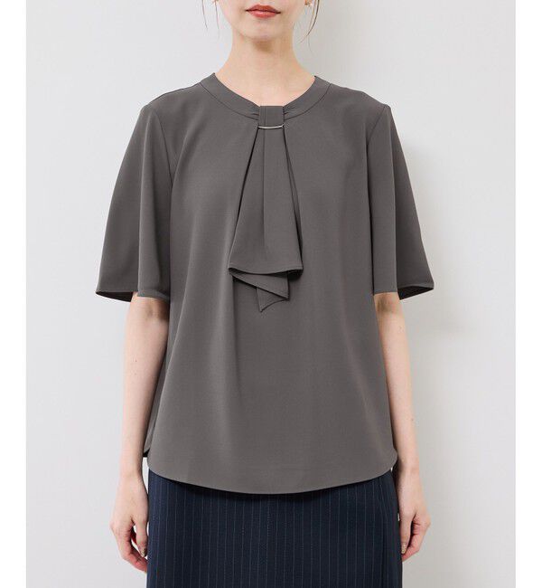 Rope&rsquo;Picnic「メタルパーツフロントフリルタイブラウス/通勤対応」|シャツ・ブラウス|