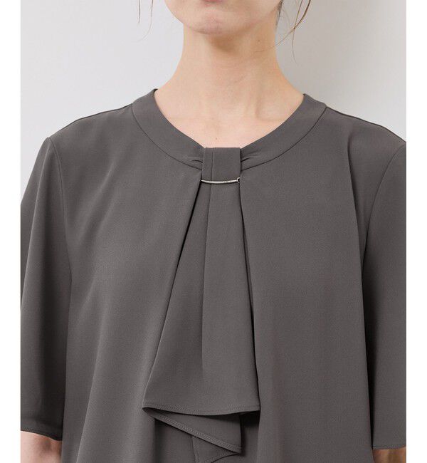 Rope&rsquo;Picnic「メタルパーツフロントフリルタイブラウス/通勤対応」|シャツ・ブラウス|